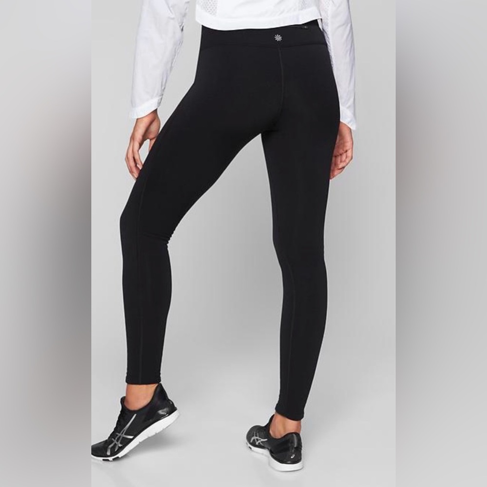 Athleta💎Fleece Polartec Power Stretch Thick Black Legging Large Full Length EUC!